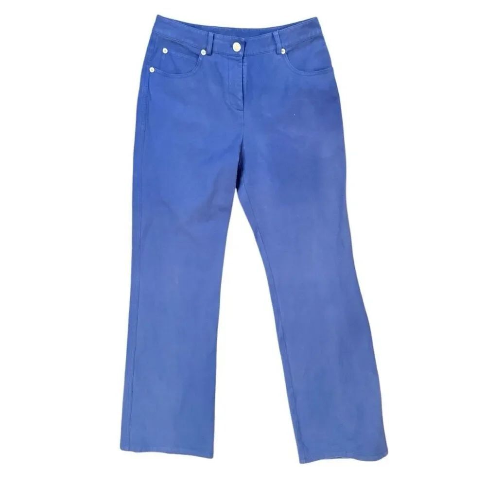 St. John Sport Cobalt Blue Straight Leg 5-Pocket Pants Sz. 4 Silver Metal Logo S